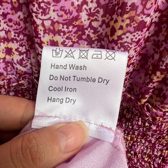 OPT Pink Floral Chiffon Midi Sun Dress Size S - Picture 7 of 7